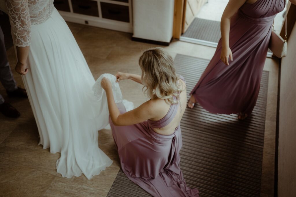 Getting ready with bride and bridesmaids